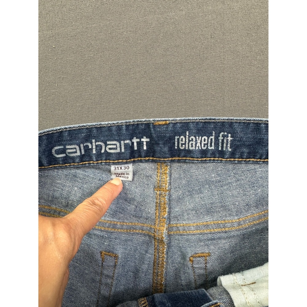 Carhartt Relaxed Fit Straight Leg Jeans Men's 31x30 Medium Wash Blue Denim - Picture 9 of 14